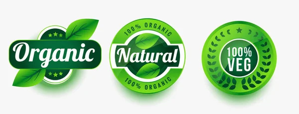 Produit Végétal Naturel Biologique Étiquettes Set Design — Image vectorielle