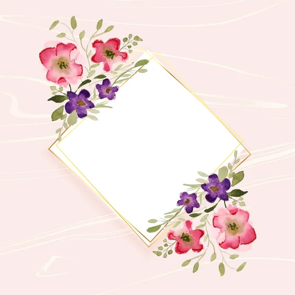 Aquarel Bloem Decoratie Diamant Frame — Stockvector