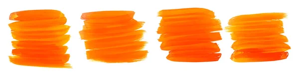 オレンジ色の水彩画筆4枚セット — ストックベクタ