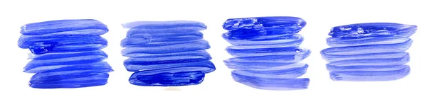手描きの水彩ブラシストロークを青でセット — ストックベクタ