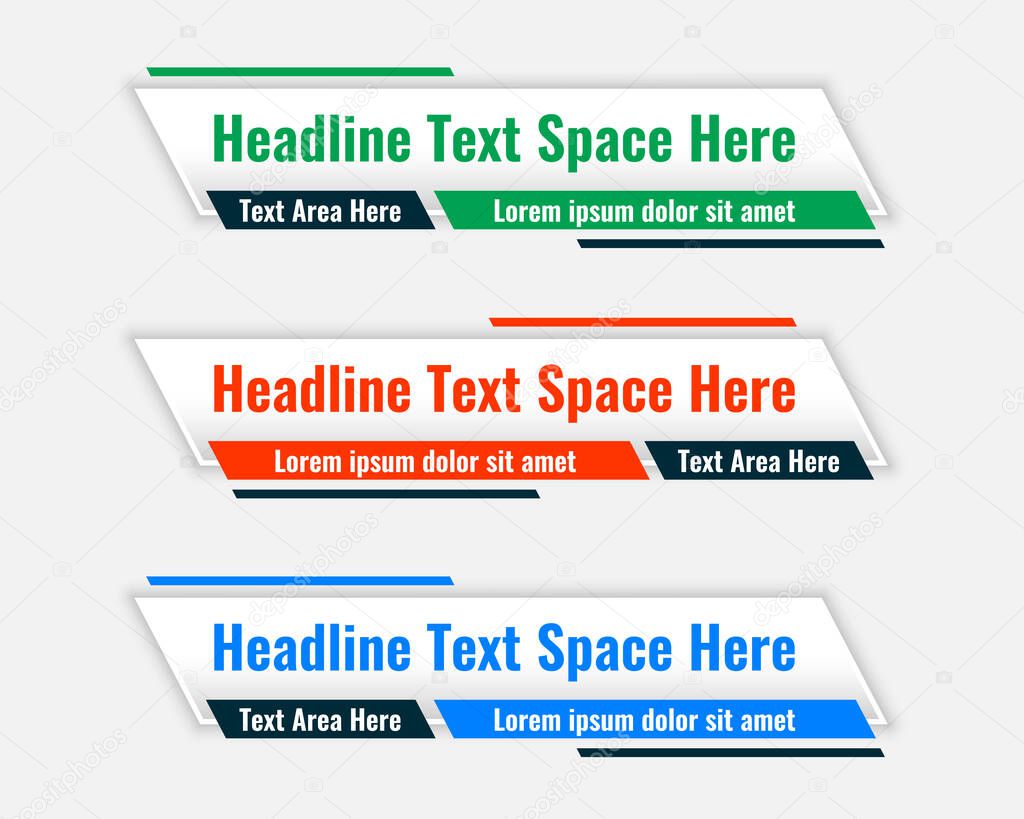 lower third wide banners with text space