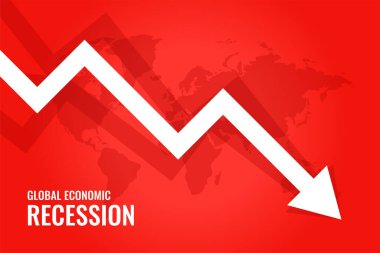 küresel ekonomik durgunluk düşüş oku kırmızı arkaplan