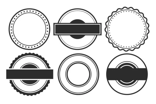 Sellos Circulares Vacíos Blanco Etiquetas Conjunto Seis — Archivo Imágenes Vectoriales