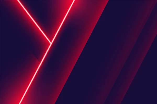 Sfondo Rosso Neon Con Linee Geometriche Design — Vettoriale Stock