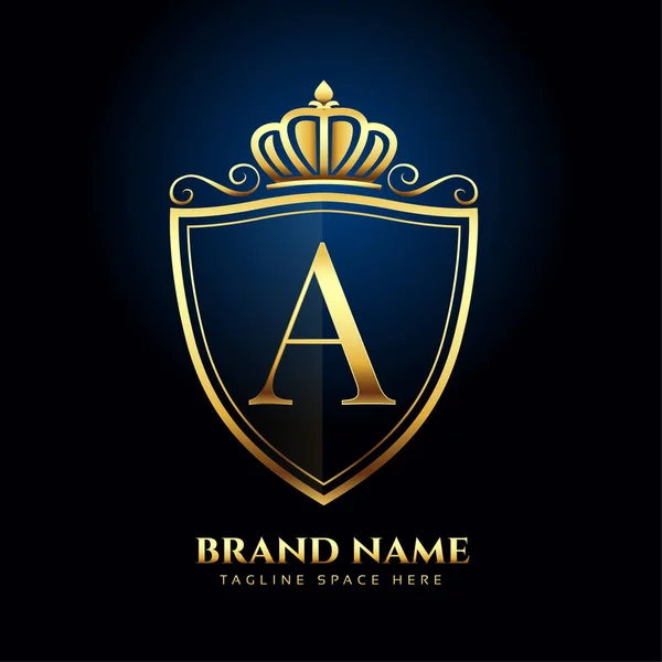 Brief Eine Krone Goldenes Logo Luxus Stil Konzept — Stockvektor