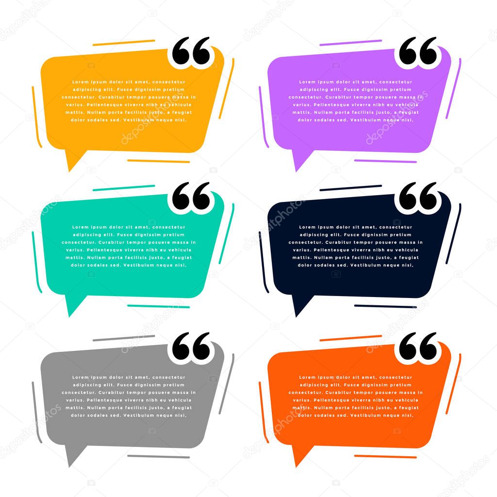 modern colorful set of quote mark templates