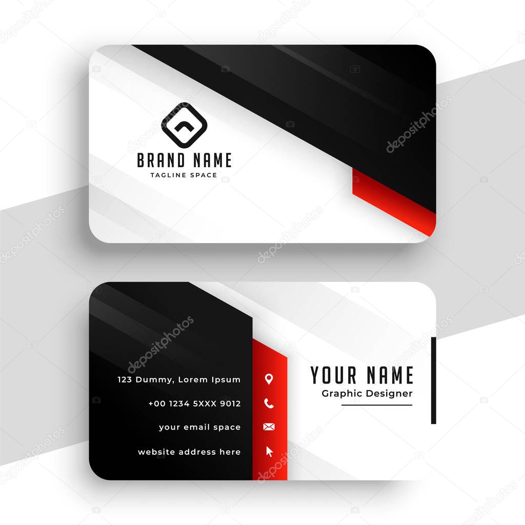 stylish red theme business card template design