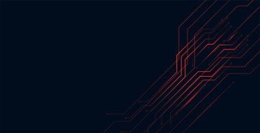 dijital kırmızı devre çizgileri teknoloji arkaplan tasarımı