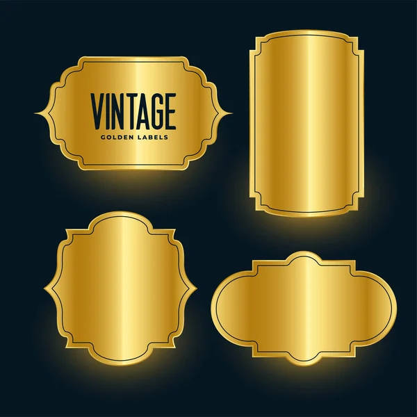 Conjunto Diseño Etiquetas Brillantes Vintage Oro Real — Vector de stock