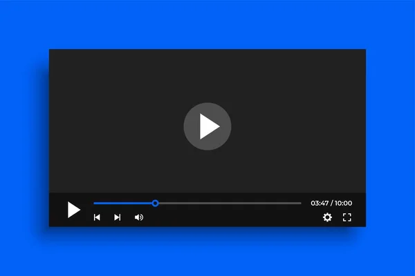 Clean Video Player Template Simple Buttons — Stock Vector