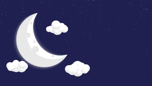 Comic Stil Mond Sterne Und Wolken Hintergrunddesign — Stockvektor