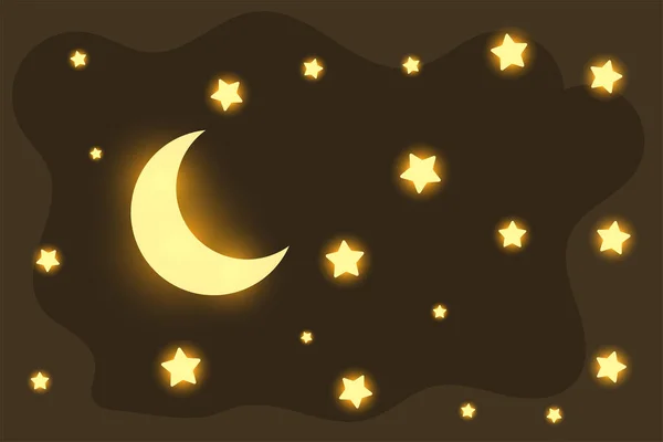 Bela Lua Brilhante Estrelas Fundo Sonhador — Vetor de Stock
