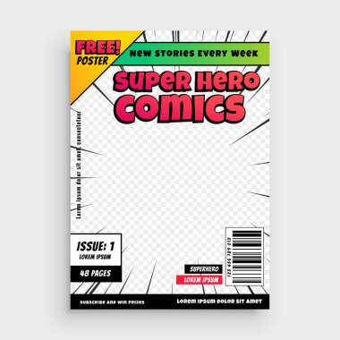 süper çizgi roman kapak şablonu tasarım arka planı