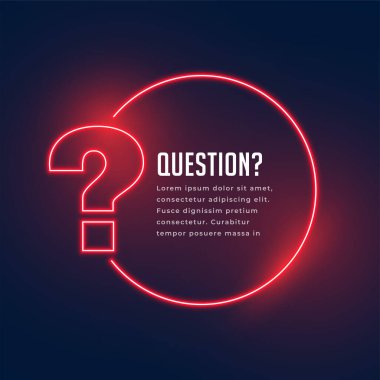 neon style question mark template for help and support clipart
