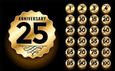 golden anniversary label and emblems logotype set clipart