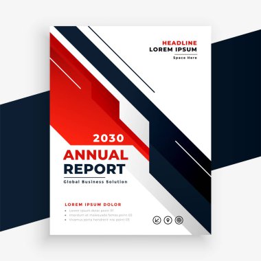Geometrik kırmızı iş yıllık rapor şablonu tasarımı