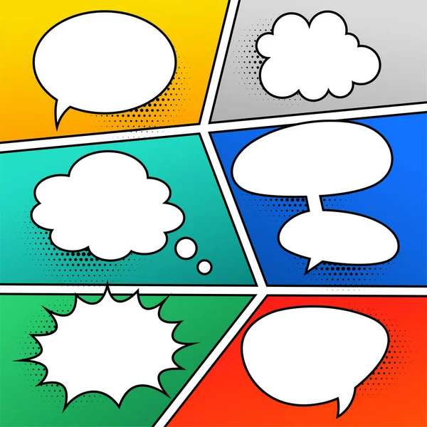 Bulles Chat Comiques Expressions Définies Avec Espace Texte — Image vectorielle
