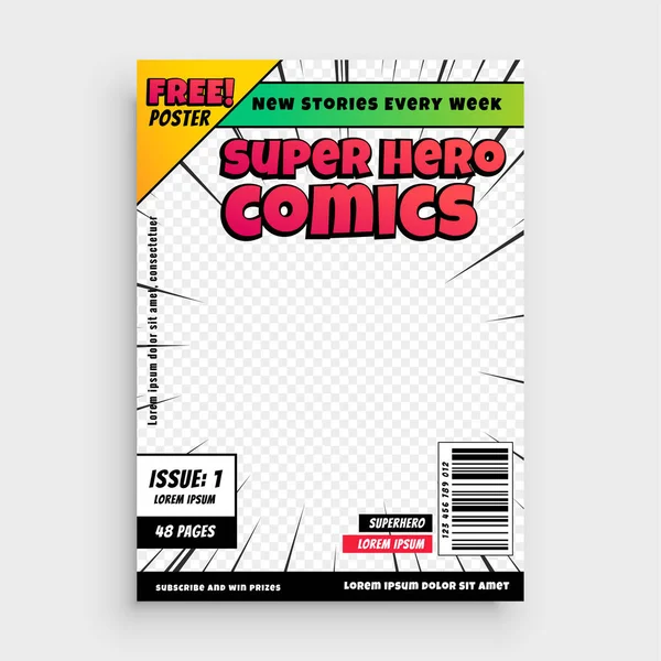 süper çizgi roman kapak şablonu tasarım arka planı