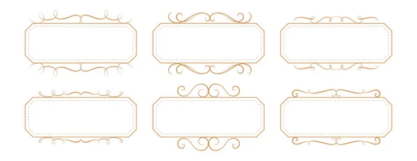 Classic Floral Vintage Frame Rectangular Boxes Set — Stock Vector