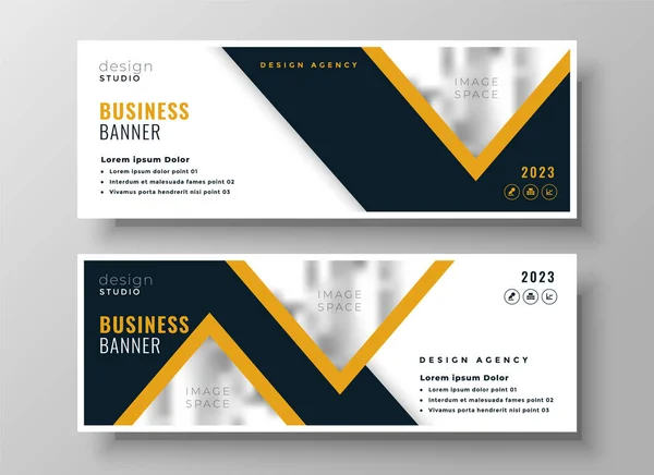 Geel Breed Business Banners Sjabloon Ontwerp — Stockvector