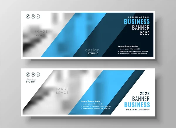 Modern Blue Professional Business Banners Set Two — Stock Vector