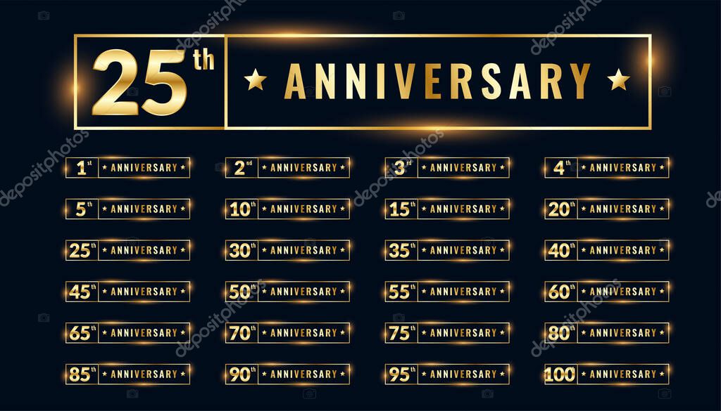 Bif set of anniversary labels and emblems