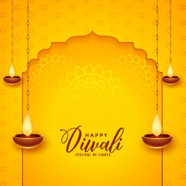 Mutlu diwali arka plan asılı diya tasarımı