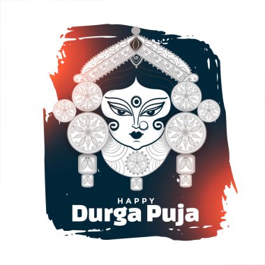 Mutlu durga pooja veya navratri festivali kart tasarımı