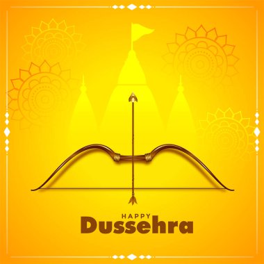 happy dussehra yellow festival wishes card design clipart