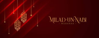 Milad un nabi barawafat İslamik parlak bayrak tasarımı