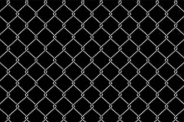 Siyah arkaplanda metalik zincir çit deseni