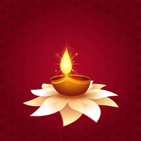 Güzel Diwali Festivali Diya Çiçek Arkaplan Tasarımı Üzerine — Stok Vektör