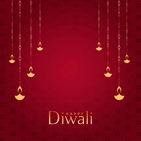 Red Happy Diwali Decorative Background Text Space — Stock Vector