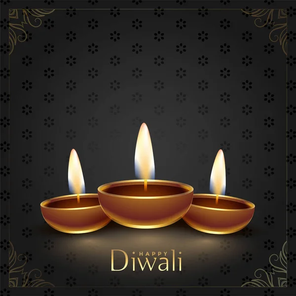 Glad Diwali Festival Diya Dekorativ Bakgrund Design — Stock vektor