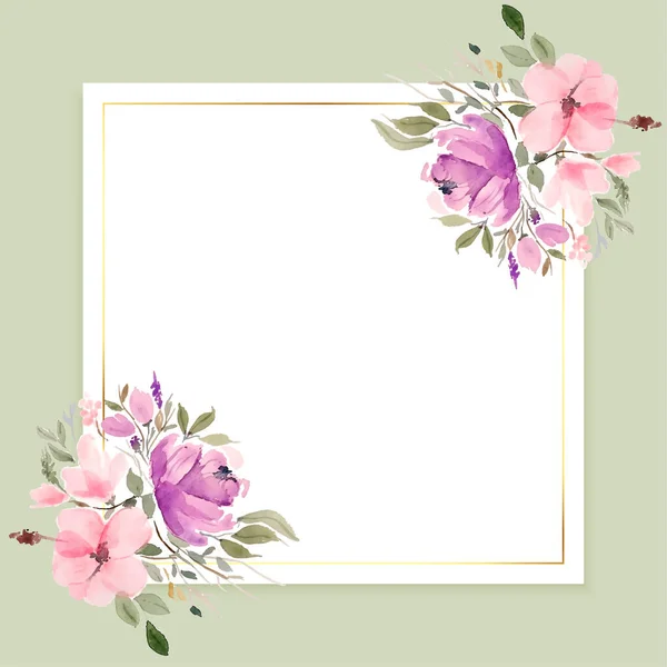 Aquarel Bloemen Frame Met Tekst Ruimte Ontwerp — Stockvector