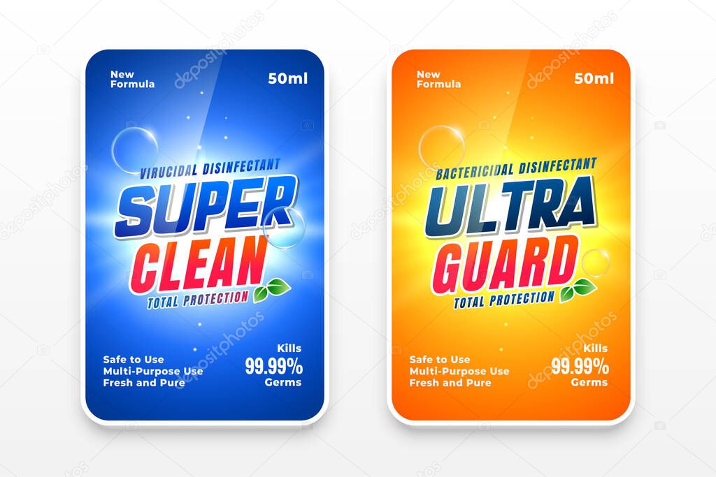 super clean detergent labels set of two