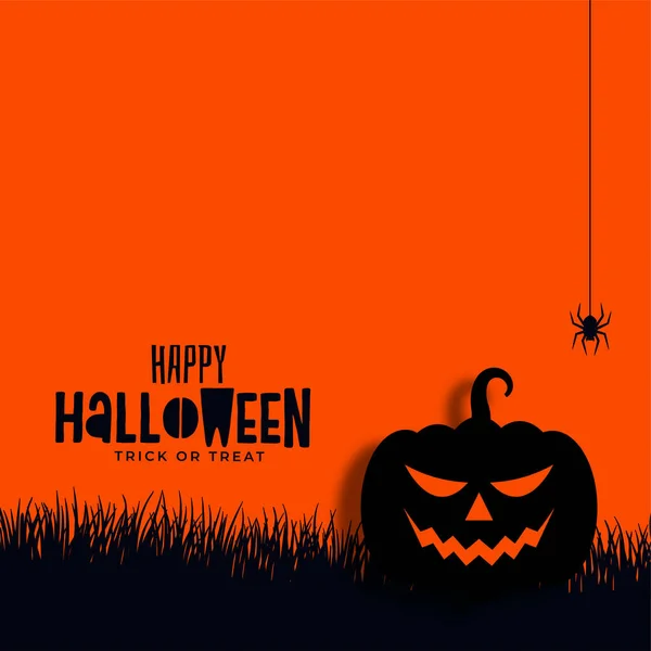 Fröhlicher Halloween Kürbis Und Spinnenhintergrund — Stockvektor