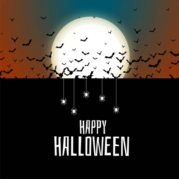 Chauves Souris Volantes Araignées Conception Fond Halloween — Image vectorielle
