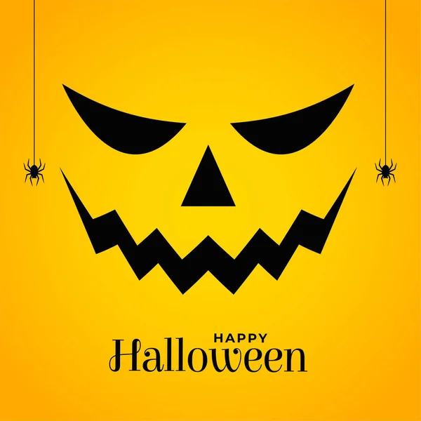 Spaventoso Halloween Zucca Faccia Sfondo Giallo — Vettoriale Stock