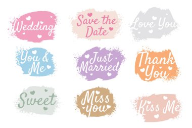 Evlilik yıldönümü suluboya etiketleri.