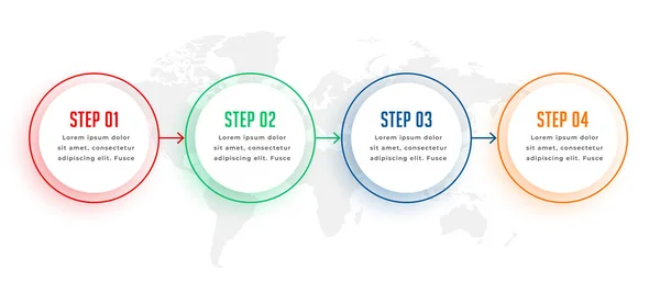 Vier Schritte Kreisförmige Infografik Vorlage Farben — Stockvektor