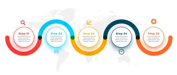 Fünf Schritte Modernes Design Der Infografik — Stockvektor