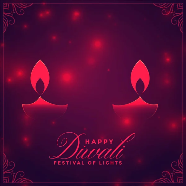 Heureux Diwali Brillant Diya Belle Salutation — Image vectorielle