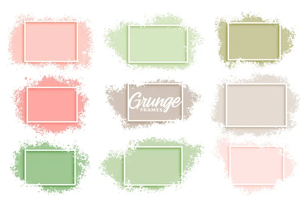 Couleurs Pastel Grunge Cadres Abstraits Ensemble Neuf — Image vectorielle