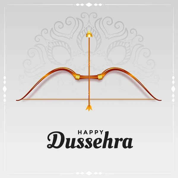 Diseño Tarjeta Arco Flecha Dussehra Feliz — Vector de stock