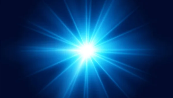 Leuchtend Blaue Linse Flare Licht Effekt Hintergrunddesign — Stockvektor