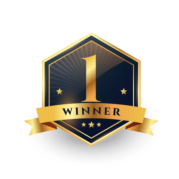 Eerste Plaats Nummer Een Winnaar Gouden Label Ontwerp — Stockvector