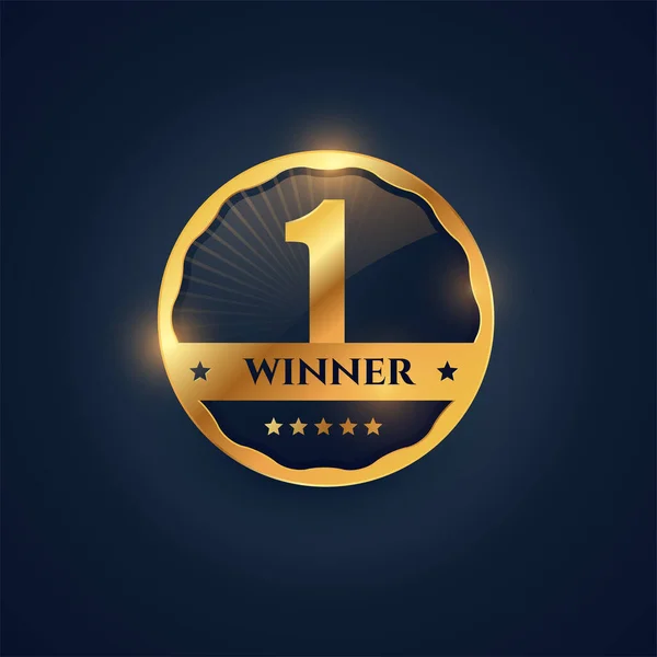 Nummer Één Winnaar Label Gouden Badge Stijl — Stockvector