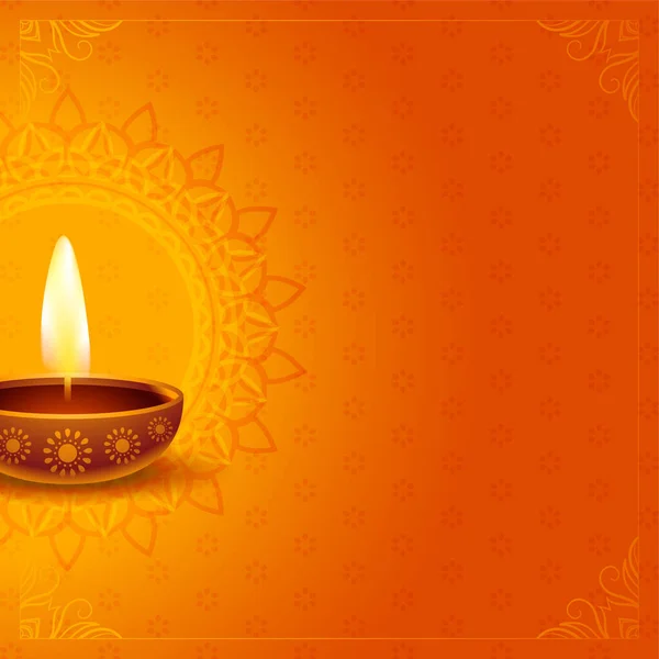 Happy Diwali Realistische Diya Kaart Met Tekst Ruimte — Stockvector