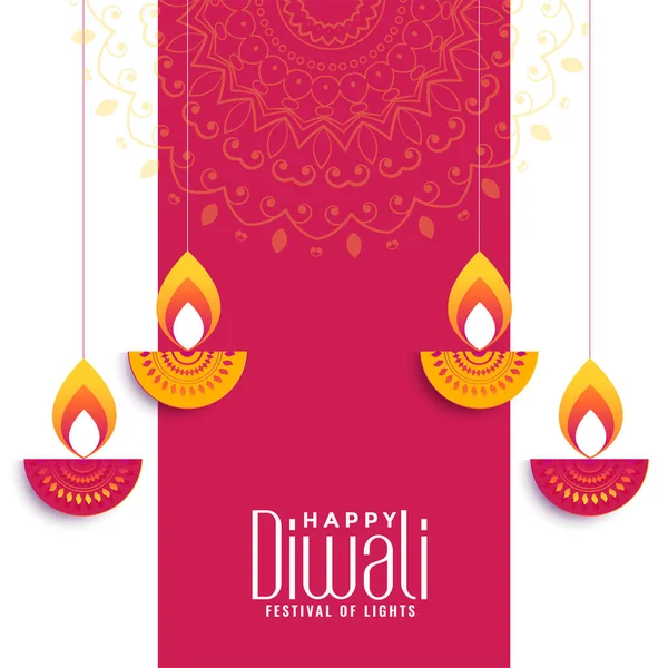 Happy Diwali Creatieve Wensen Kaart Ontwerp Achtergrond — Stockvector